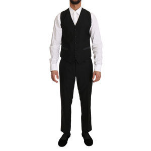 Dolce & Gabbana Black Wool Dress Waistcoat Gillet Vest